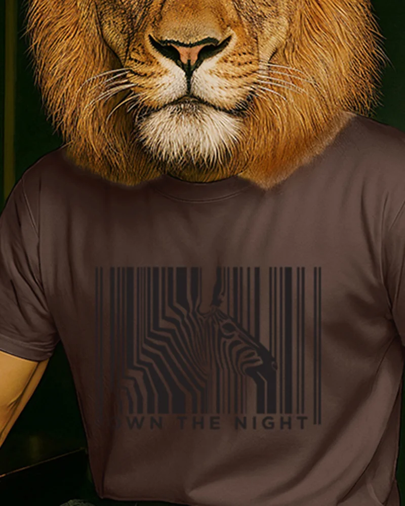 بيواكوف Men's Coffee Brown Own The Night Graphic Printed T-shirt